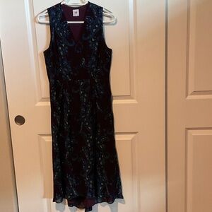 CAbi Sleeveless Midi Dress in Blue and Black